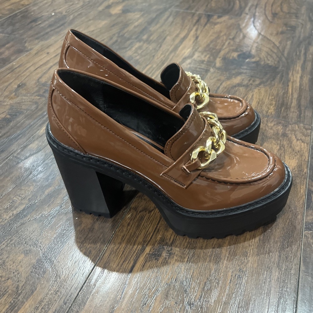 Steve Madden Girl Kassidy Platform Lug Sole Loafer Brown Women's 8.5 - Picture 3 of 10